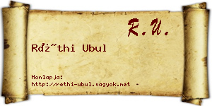 Réthi Ubul névjegykártya